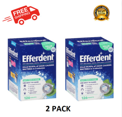 ( 2 PACK )Efferdent Retainer & Denture Cleaner Tablets, Minty Fresh Clean,126 C