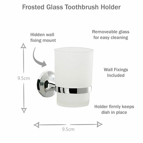 ECOSPA Bathroom Accessories Set 6 Piece Pack Chrome Wall Mounted Easy