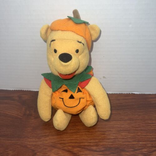 Disney Store Halloween 8” Pumpkin Costume Winnie the Pooh Bean Bag Plush - Picture 1 of 4