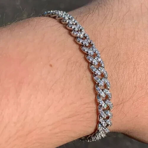 10CT Lab-Grown Diamond Men's Tennis Bracelet in 14K White Gold 7.5 Inches