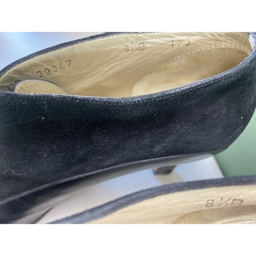 Vintage Salvatore Ferragamo Loafer Heels Black Oxford Pilgrim Witchy Womens 8.5B - Picture 9 of 13