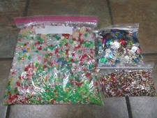 BEADS AND SEQUINS OF VARIOUS SIZES AND COLORS ~ 3 POUND MIXED LOT ~ NEW AND USED