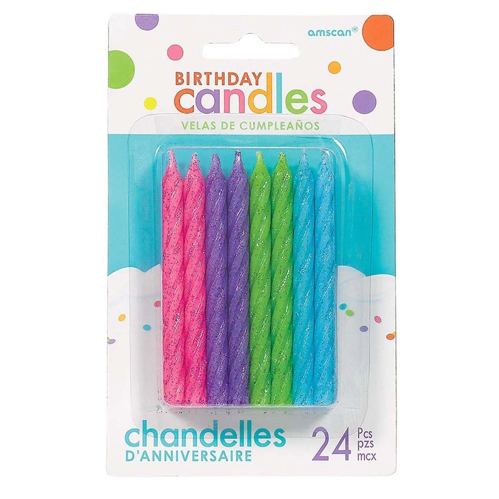 Amscan Glittered Birthday Candles 24 candles 3 in tall for sale online