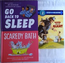 Lot of 3 Kids Books! David and the Gaint, Go Back to Sleep, Scaredy Bath