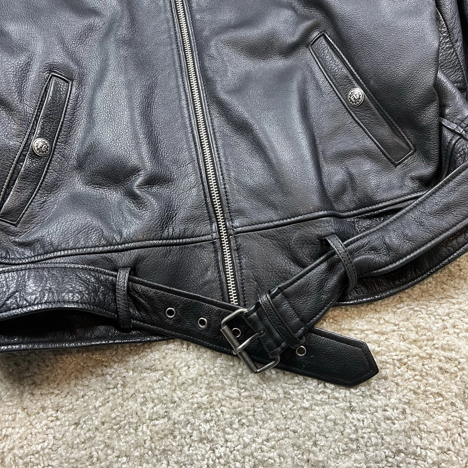 First Gear x Hein Gericke Black Leather Motorcycle Jacket Men's XL - Image 3 of 4