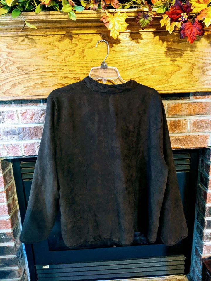 Jaqueta feminina Studio Works marrom microfibra plus size 22w - Imagem 2 de 2