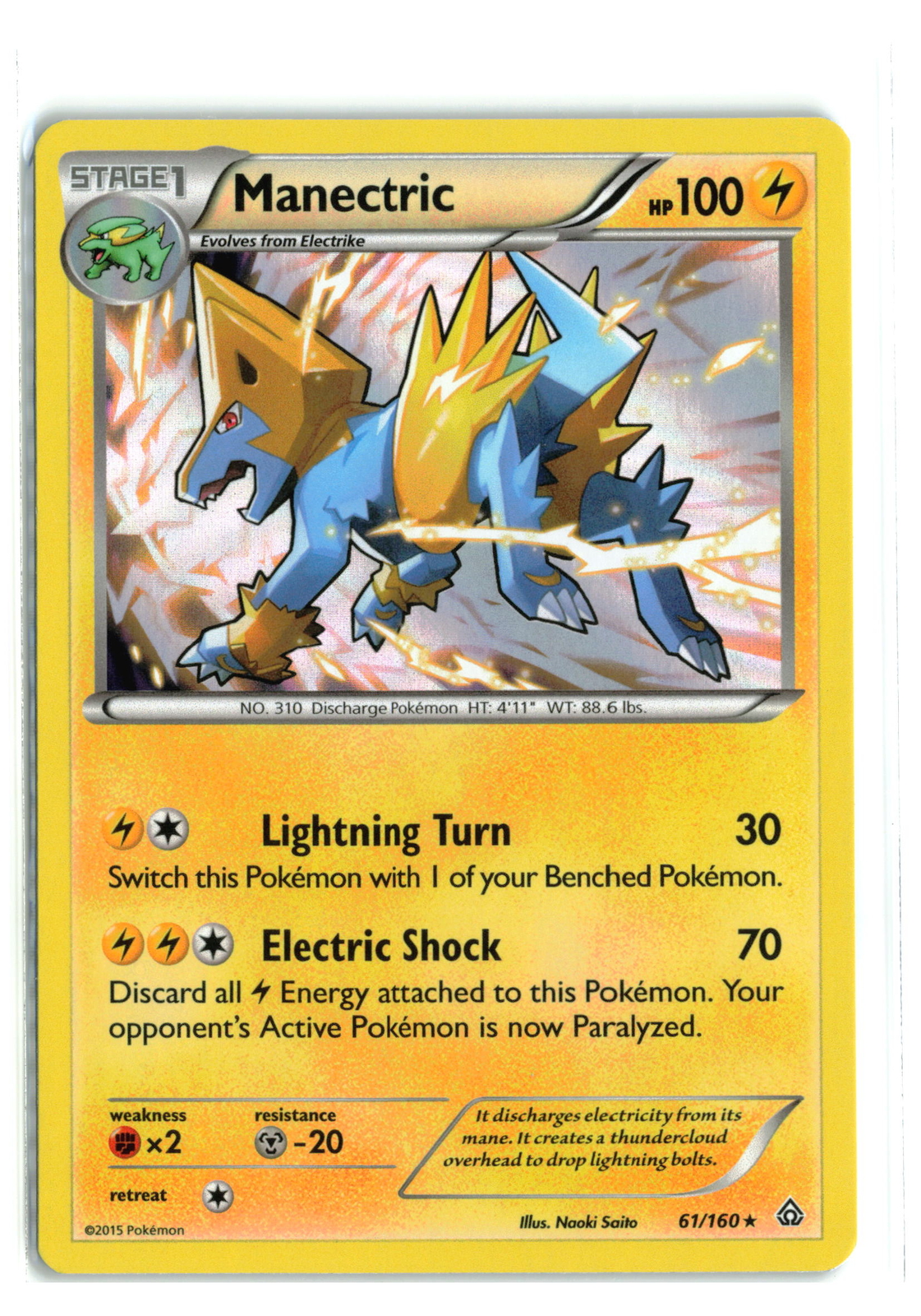 MANECTRIC 61/160 HOLO RARE PRIMAL CLASH POKEMON TCG NM-LP