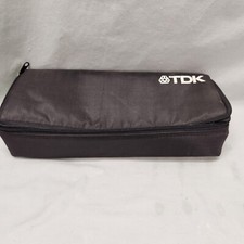 TDK Case Logic Cassette Tape Storage Holder Zipper Black Vintage Strap Rare