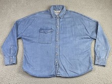 ALLSAINTS BELLA Oversized Pearl Snap Shirt Long Sleeve Distressed Size 6 EXC