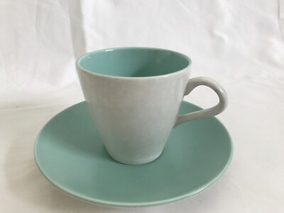 Vintage Poole Keramik Teetasse und Untertasse, Eisgrün und Möwe C57