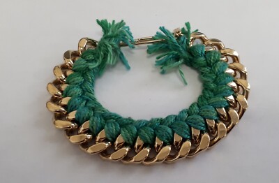 Aurelie Bidermann Armband Do Brazil Gelbgold grün geflochten Ethno Art /EBRR