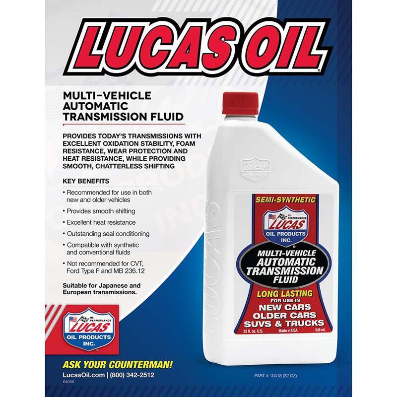 Lucas Oil Semi-Synthetic Automatic Transmission Fluid 1 Quart 10418