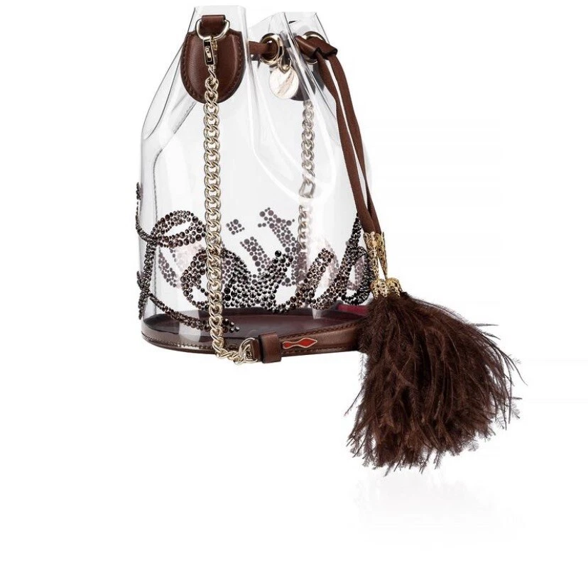 BOLSO CUBO CHRISTIAN LOUBOUTIN MARIE JANE MARRÓN DESNUDO TRANSPARENTE *NUEVO* AUTÉNTICO Foto 4 de 4