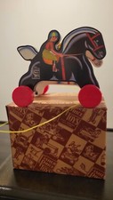 1990 Fisher Price Limited Edition Prancing Horses Wooden Pull Toy 04342