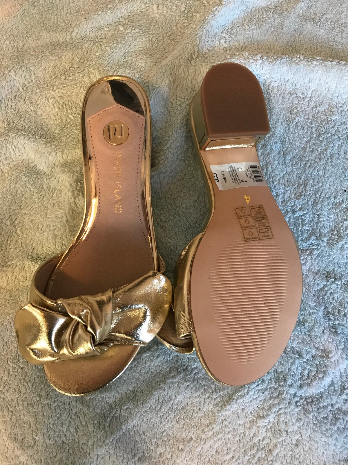 Women's UK4 River Island Poppy Mules Gold Bnwt