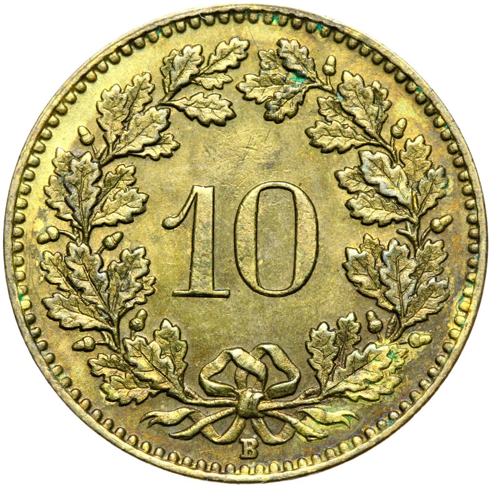 Switzerland - Coin - 10 Rappen 1918 B - Bern - BRASS - Uncirculated UNC - Image 2 of 2