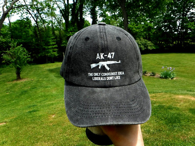 NEW AK-47 THE ONLY COMMUNIST IDEA LIBERALS DONT LIKE DARK GRAY COTTON CAP HAT!