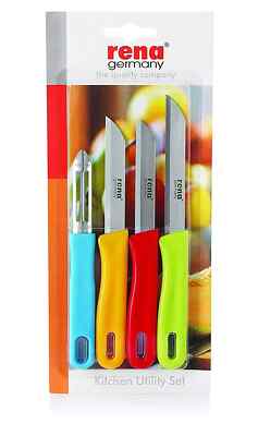 RENA 4 pcs Knife Set, German - 3 Kitchen Knives and 1 peeler - The Best Quality!