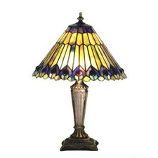 Meyda Lighting 17'H Tiffany Jeweled Peacock Accent Lamp - 27564