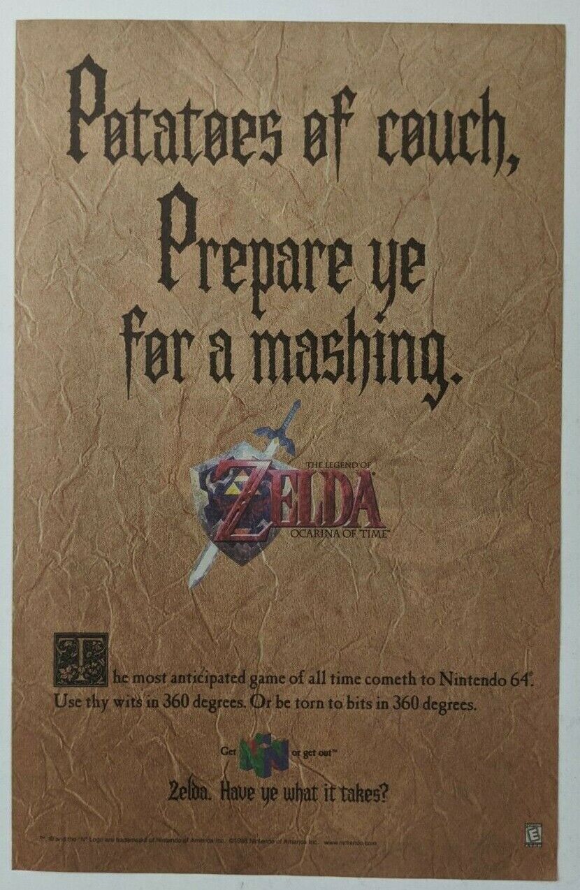 2007 LEGEND OF ZELDA Ocarina of Time Nintendo Video Game - Promo Art Print  AD