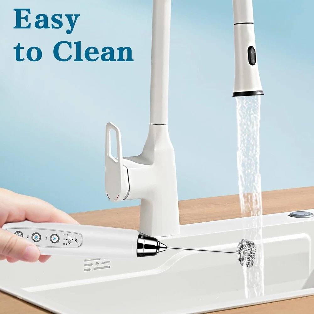 Milk Frother Handheld for Coffee, Electric Whisk 3 Speed Adjustable, Drink Mixer