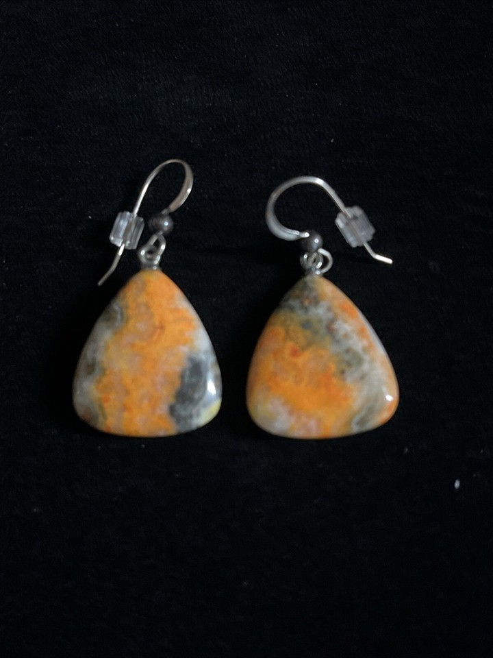 Jay King Mine Finds 925 Orange Bumble Bee Jasper Dangle Drop Earrings DTR 1” eBay