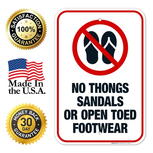 No Thongs Sandals Or Open Toed Footwear Sign, - Picture 33 of 87