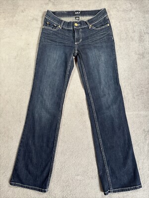 ALLEN B SCHWARTZ Womens Jeans 6 Blue Low Rise Bootcut 28x32 Beaded Belt Line
