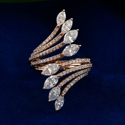 2.66 Karat Marquise Rund Schliff Kunstdiamanten Grown Cvd Diamant Full Ring 14k
