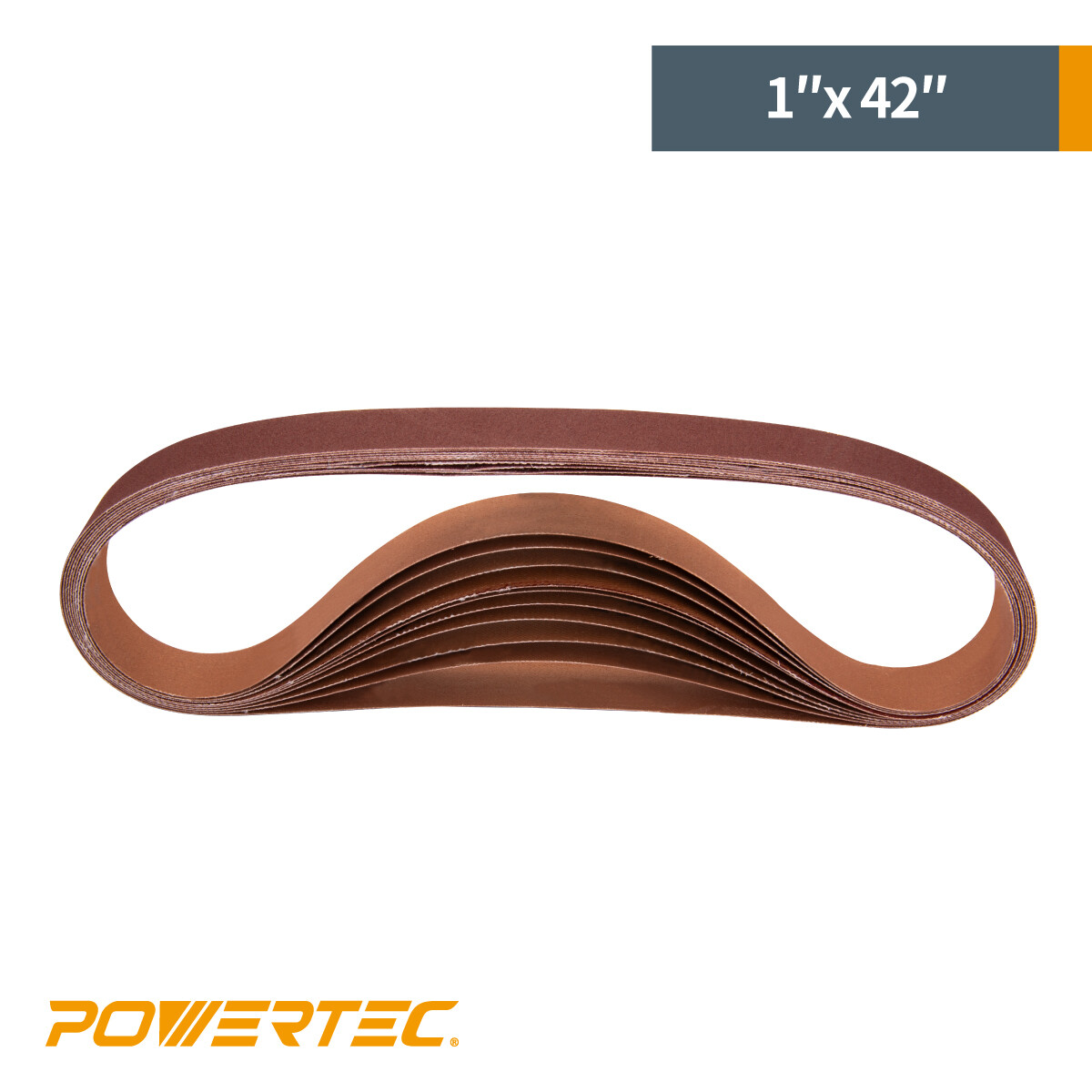 POWERTEC 2 In. X 42 In. 80-Grit Aluminum Oxide Sanding Belt For Belt And Disc Sa