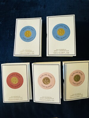 Lot 5 Tory Burch Electric Sky, Sublime Rose, Cosmic Wood Parfum samples