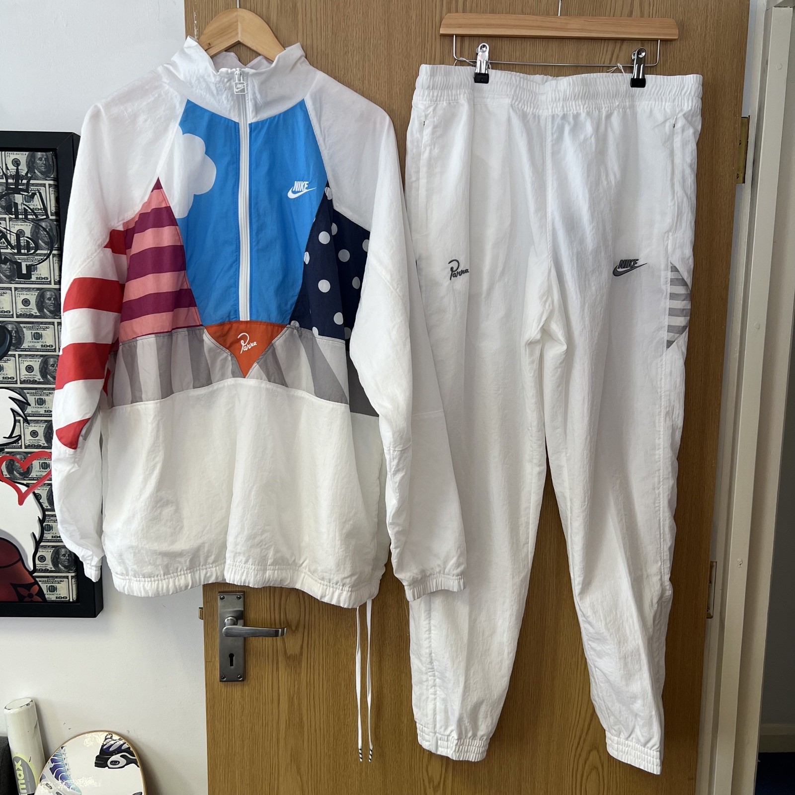 SACAI X NIKE Set tuta Nike x Parra Woven Warm Up (giacca + pantaloni) L nuova con etichette
