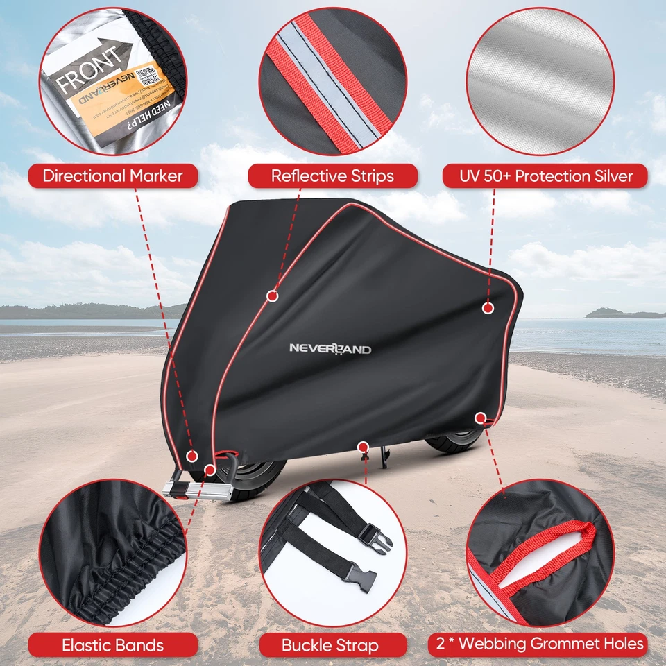 L XL XXL XXXL Motorbike Motorcycle Cover Waterproof Heavy Duty Dust UV Protector Foto 2 de 4