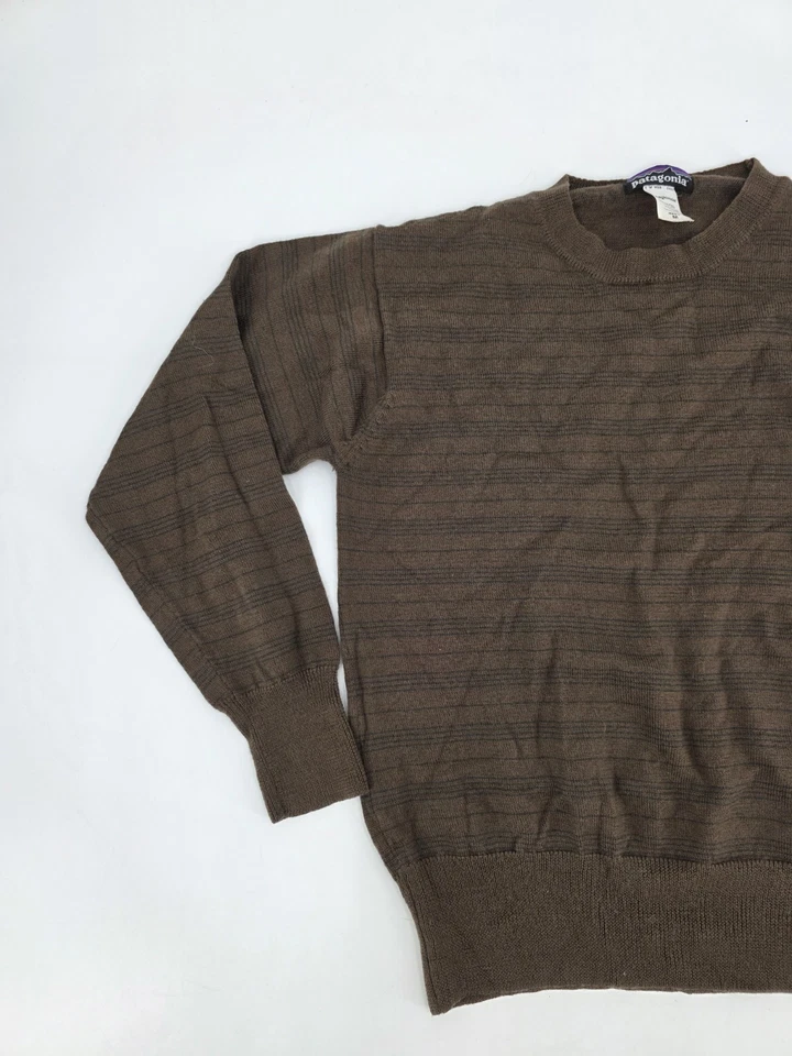 Suéter De Colección Patagonia 100% Lana Merino Manga Larga Marrón Rayas Para Hombre Talla M Foto 3 de 4