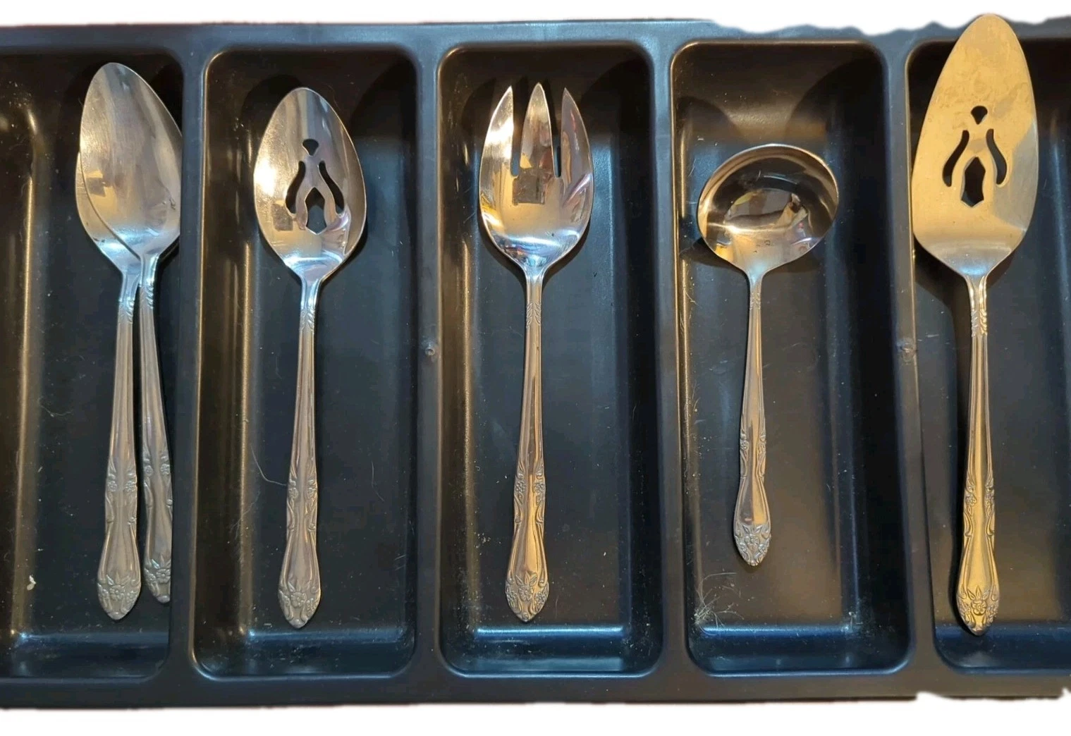 Vtg 6-Pc CUSTOMCRAFT CUS5 Floral Hostess Serving Set TAIWAN Ladle Server Meat...