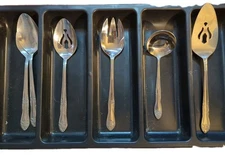 Vtg 6-Pc CUSTOMCRAFT CUS5 Floral Hostess Serving Set TAIWAN Ladle Server Meat...