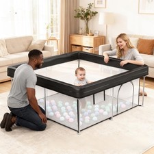 Foldable Baby Playpen 50x50 inches Indoor Outdoor Play Area with 50 Balls