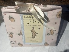 Pink Winnie the Pooh Twin Bed Set: 1 Flat Sheet, 1 Fitted Sheet, 1 Pillow Case