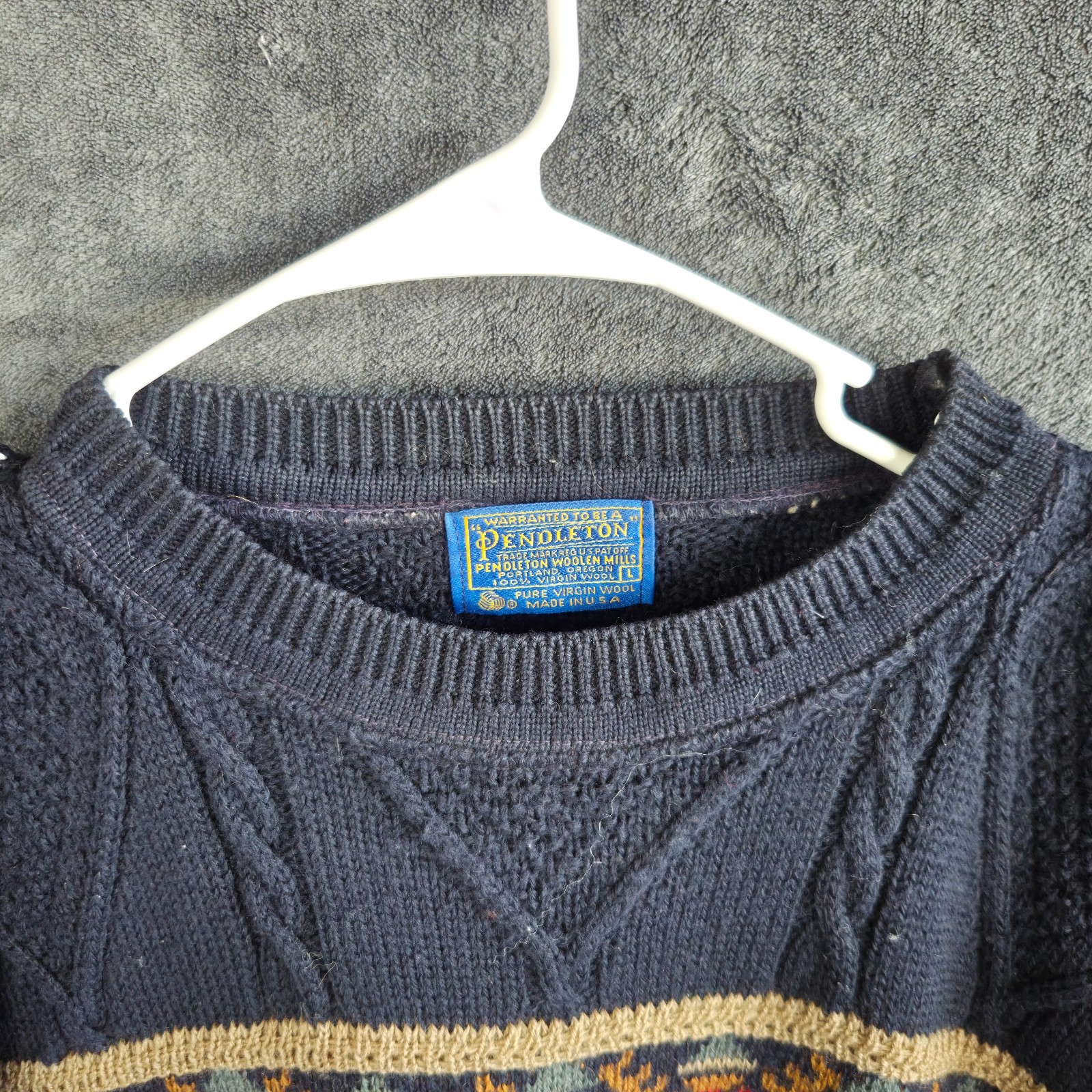 Pendleton Sweater Men L Multicolor Fair Isle Cabl… - image 5