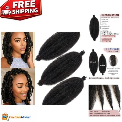 8 Inch Pre-Fluffed Afro Twist Hair Extensions (3 Packs) - Effortless Styling