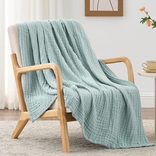 100 Cotton Muslin Blanket, 6 Layer Lightweight Breathable Gauze Twin Size Bl...