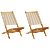 GartenstüHle 2Er Set Beige Akazie Massivholz Polypropylen Balkon Terrasse