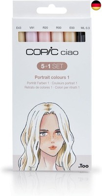 COPIC Ciao 5+1 Set ''Portrait Colours 1'', 5 Twin Marker mit einer mittelbreiten