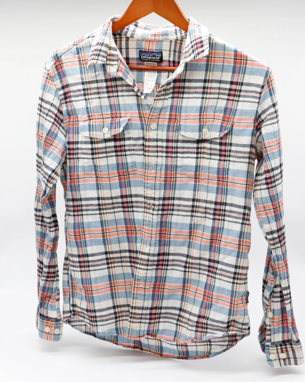 Patagonia Organic Cotton Plaid Button Front Mens Hiking Outdoor Camping, Small