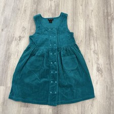 VTG Gymboree Teal Corduroy Dress Cottage Prairie Girls 6/7 80s 90s Rainbow Tag