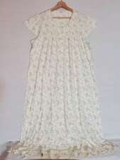 NEW CHARTER CLUB 100 Cotton Long Nightgown L Ivory Floral RuffleHem Cottagecore