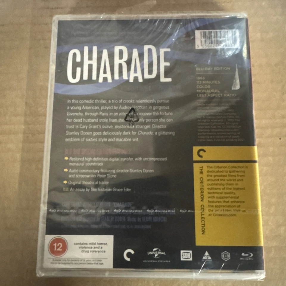 Charade - The Criterion Collection NEW SEALED BLU RAY CELLOPHANE TORN - Image 3 of 3