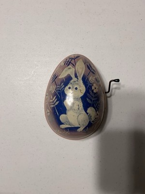 Vintage 1951 1953 Mattel Wind-Up Music Box Musical Easter Egg Rabbit