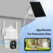 Wireless Wifi Outdoor Cam Human Detection 360°PTZ Solar Security Camera 1080P