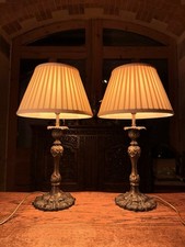 Pair Of Antique Style Rococo Table Lamps, Bronze
